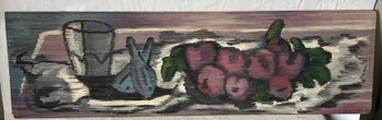 Vintage Mid Century Modern Impressionist Still Life Painting On Scraped Plywood- Signed GENE AHLERS 1963