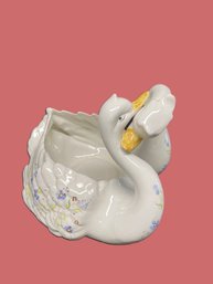 Large Swan Porcelain Planter Made In Portugal