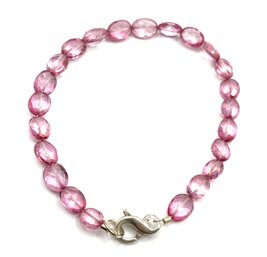 Beautiful Sterling Silver Pink Beaded Bracelet