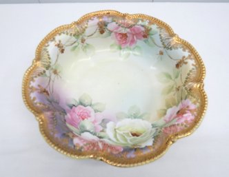 A  Gorgeous Hand Painted Scalloped Edge Porcelain Bowl - Nippon