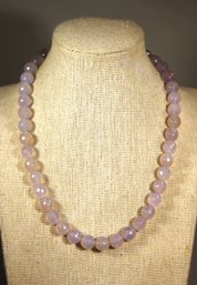 Sterling Silver Pale Opaque Amethyst Beaded Necklace 18' Long