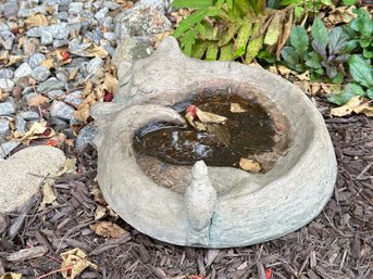 Garden Decor: A Darling Sleeping Cat Bird Bath In Cast Resin