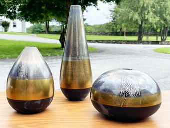 A Set Of Fine Art Pottery Vases - Artist Signed On Base