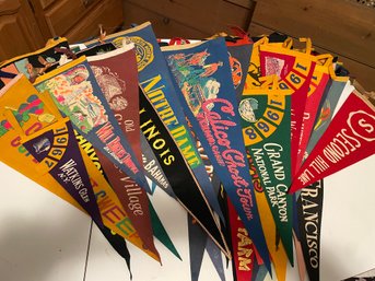 Lot Of 40 Vintage Assorted Pennants