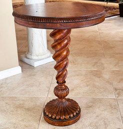 A Pedestal Base Side Table In Spanish Revival Style