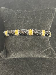 Sterling Black And Gold Clasp Bangle Bracelet