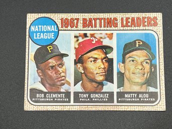 1968 Topps Clemente, Alou, Gonzalez Batting Leaders