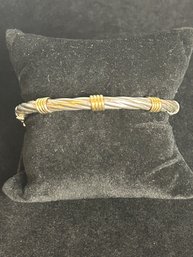 Sterling And 14k Gold Hinged Bangle