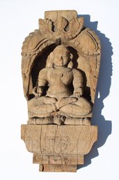 Vintage Hand Carved Wood Buddha Wall Art