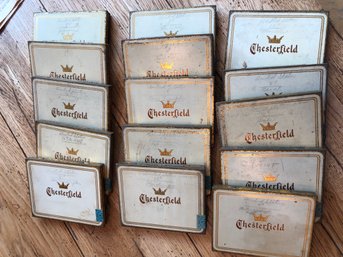 15 Chesterfield Cigarette Tins - 9 Still Have Tax Stamp 1930s