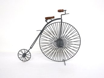 High Wheeled Bicycle Decorator Sculpture In Metal And Wood