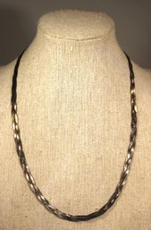 Italian Sterling Silver Woven Chain Necklace 18' Long 925 Silver