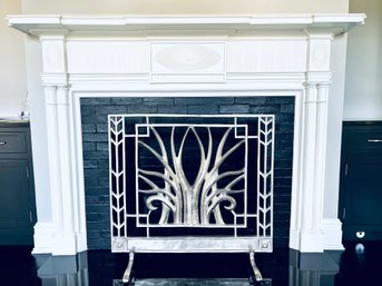 Mark Finlay Interiors Deco Style Custom Fireplace Screen In Silver Finish