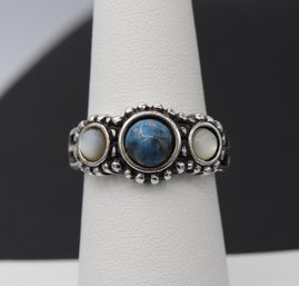 Multi Gemstone Turquoise & Moonstone Sterling Silver Ring