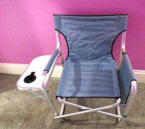 Folding Canvas Camp Beach Chair With Drink Holder