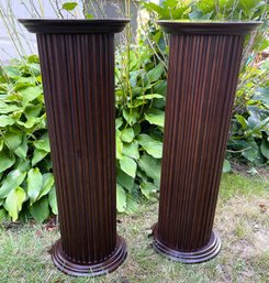 Vintage 1991 Made In USA- Pair Of Wood Column Pedestals