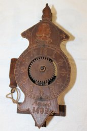 Antique Christopher Columbus Wood Gear Clock