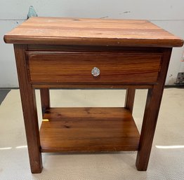 Wooden Nightstand With Drawer And Glass Knob