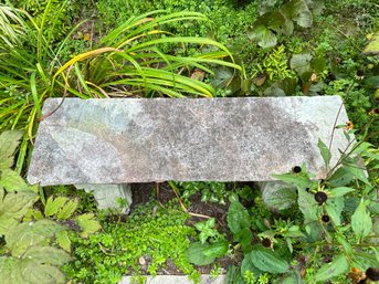 A Fantastic Vintage Garden Bench With A Stone Slab Seat & Cast-Cement Supports