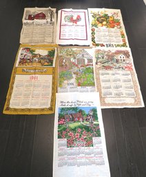 Vintage Lot Of 7 Calendar Tea Towels Bless This House