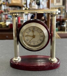 Beautiful Desk Clock With Gold Tone Pillars Made In China    212-D2