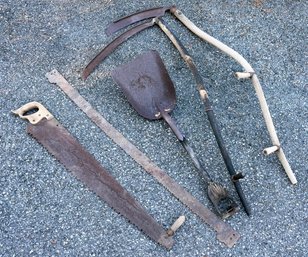 Antique And Primitive Hudson Valley Farm Tools - Scythes, Two Handled Saws, And More