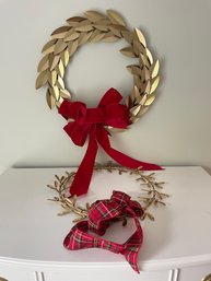 Set Of Gold Wreath Decorations