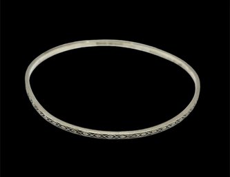 Beautiful Sterling Silver Darker Etched Bangle Bracelet