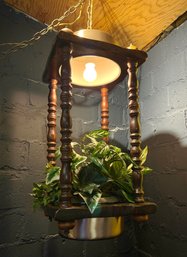 Large Vintage 1970s Hanging Pendant Light Planter