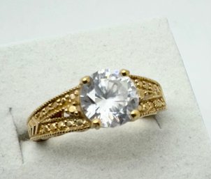 BEAUTIFUL GOLD OVER STERLING SILVER 7.7MM CZ RING