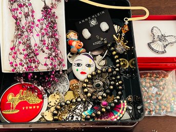 Smaller Group Of Costume Jewelry And Jewelry Bag