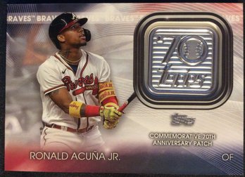 2021 Topps Ronald Acuna Jr. 70th Anniversary Logo Patch Card - K