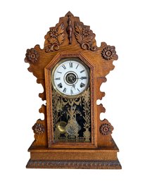 Circa 1890 - Citizen Number 22 William L Gilbert Mantel Shelf Clock W/ Key & Pendulum