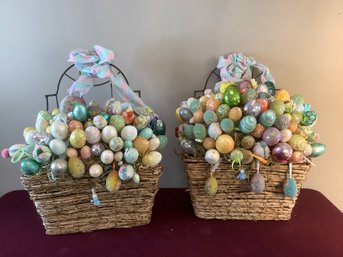 PAIR OF VINTAGE EASTER EGG BASKET DECOR