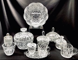 17 Pieces Of Vintage Pressed Glass, Etc.