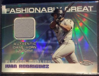 2004 Topps Chrome Fashionably Great Ivan Rodriguez Jersey Relic Card - K