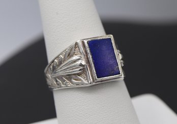 Elegant Sterling Silver & Blue Lapis Lazuli Square Ring