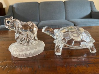 Crystal Figurines - Turtle And Elephant