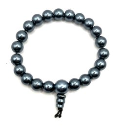 Dark Charcoal Grey Beaded Stretchy Bracelet