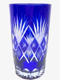 Amazing Vintage Cobalt Blue Cut To Clear Tumbler