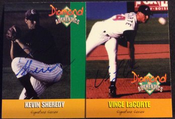 (2) 2000 Diamond Authentics Autographed Cards - K