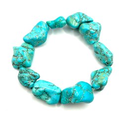 Large Heavy Chunky Turquoise Color Nugget Bracelet