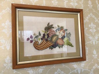 Custom Framed Hand Made  Fruit Embroidery