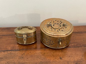 2 Brass Trinket Boxes