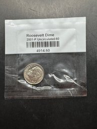 2001-P Uncirculated Roosevelt Dime In Littleton Package