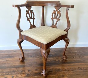 Vintage Mahogany Ball And Claw Foot Corner Chair