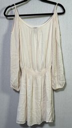 SCOOP INC. Cream Mini Dress Off Shoulder 100 Percent Silk Size S