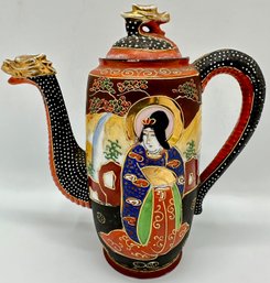 Vintage Satsuma Teapot Moriage, Hand-painted, Japan