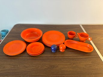 Group Of Orange Colored Fiesta Ware