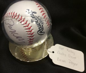 Bucky Dent - Brian Doyle - Pat Kelly - New York Yankees Autographed Baseball - K